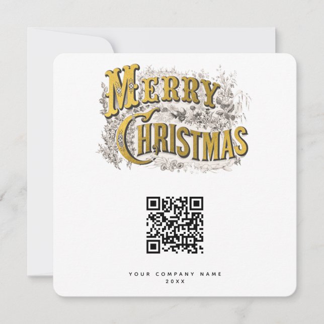 Tarjeta Festiva Código QR para empresas de Navidades escaneables (Anverso)