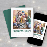 Código QR Retro Verde Felices Fiestas simples 1 Fo