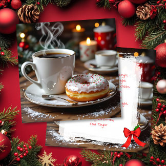 Tarjeta Festiva Coffee and Christmas Donuts Festive Poem