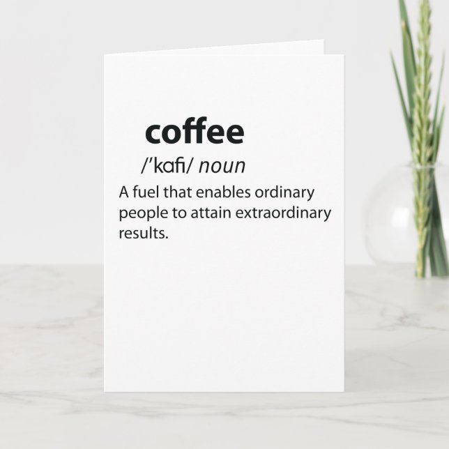 Tarjeta Festiva Coffee Funny Dictionary Definition (Anverso)