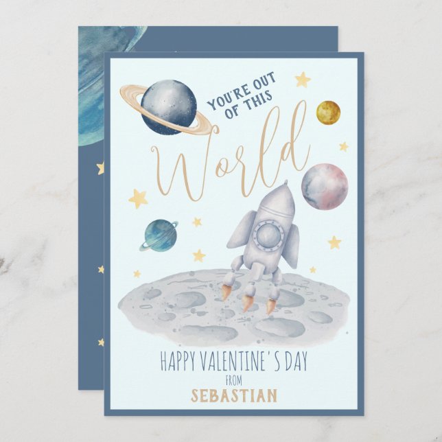 Tarjeta Festiva Cohete acuático lindo en El día de San Valentín es (Anverso / Reverso)