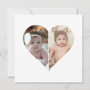 Tarjeta Festiva Colage de 2 Fotos con Forma de Corazón