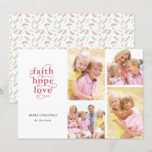 Tarjeta Festiva Colage de fotos de fe esperanza amor Familia Navid