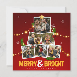 Tarjeta Festiva Colage de fotos familiares alegres y brillantes en