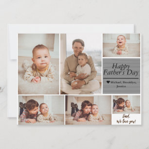 Tarjeta Festiva Colage de fotos familiares del Día del Padre moder