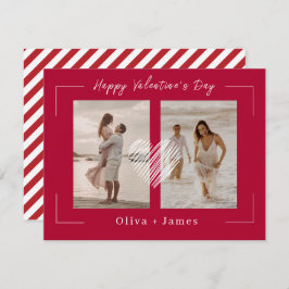 Tarjeta Festiva Colage de Fotos Minimalista Rojo Beige Feliz Día d