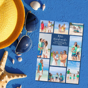 Tarjeta Festiva Colage de Fotos Navideñas en la Playa de Azul Mari