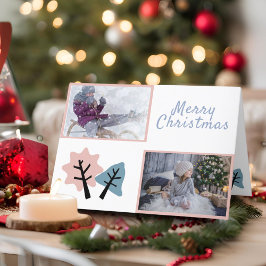 Tarjeta Festiva Colage de Fotos Navideñas Modernas Familia Feliz N