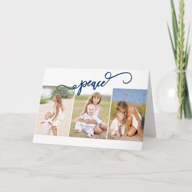 Tarjeta Festiva Colage de fotos Peace Three (Anverso)
