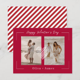 Tarjeta Festiva Colage fotográfico minimalista rojo beige Feliz dí