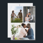 Tarjeta Festiva Colaje de 3 fotos simple<br><div class="desc">Personaliza tu fotografía. Puedes hacer este producto personalizado para ocasiones especiales como bodas,  cumpleaños,  Navidad,  días festivos,  memoriales,  graduaciones,  aniversarios y más. También se puede regalar a tu mejor amigo,  amigo cercano,  familia y pariente</div>