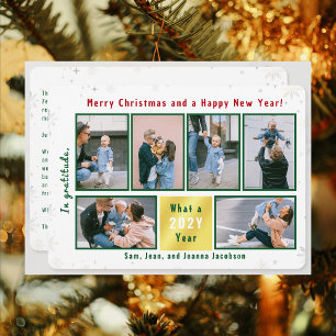 Tarjeta Festiva Colaje de 6 Fotos Letra Elegante Personalizada Lin