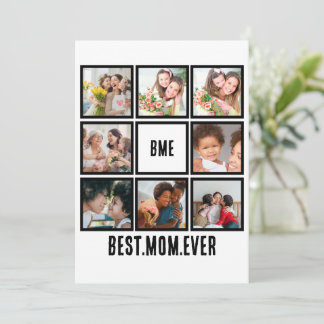 Tarjeta Festiva Colaje de 8 fotos personalizado moderno Mejor Mamá