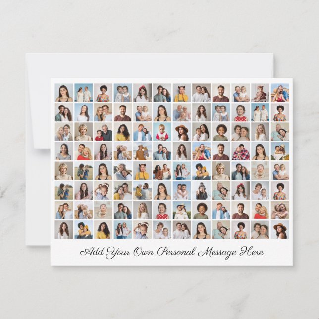 Tarjeta Festiva Colaje de 96 fotos Agrega tu propio saludo (Anverso)