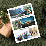 Tarjeta Festiva Colaje de Fotos Alegres Recuerdos de Viaje<br><div class="desc">Capture y muestre sus aventuras inolvidables con nuestra tarjeta de vacaciones de viaje con collage de 8 fotos. Diseñada para familias o parejas que aman viajar, esta tarjeta ofrece la forma perfecta de compartir múltiples recuerdos de su año de exploración. Con espacio para 6 fotos en la parte delantera y...</div>