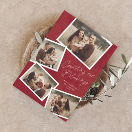 Tarjeta Festiva Colaje de Fotos con Escritura Moderna Navideño Rel