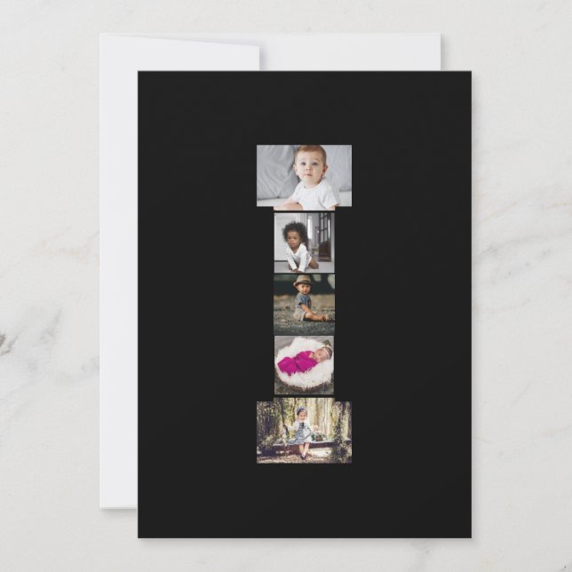 Tarjeta Festiva Colaje de fotos con letra I personalizable (Anverso)