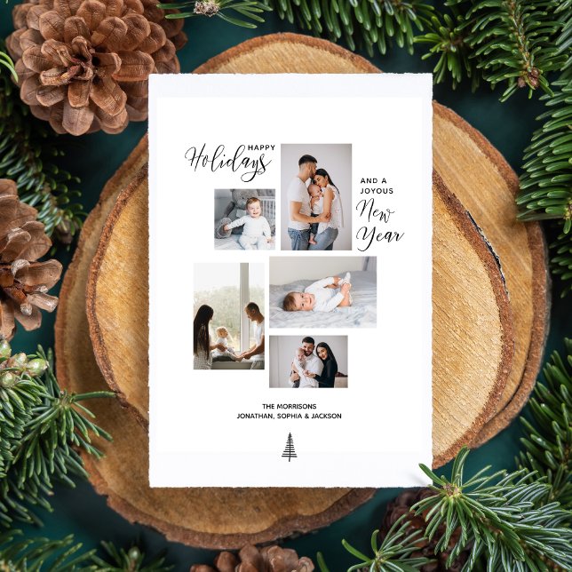 Tarjeta Festiva Colaje de Fotos de Felices Fiestas de Año Nuevo Mo (Subido por el creador)