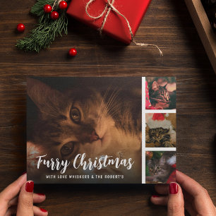 Tarjeta Festiva Colaje de fotos de mascotas navideñas con pelaje