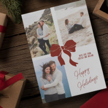 Colaje de fotos de regalo envuelto con lazo