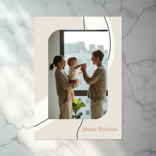 Tarjeta Festiva Colaje de fotos de vacaciones con arcos minimalist (Modern Minimalist Arches Holiday Photo Collage)