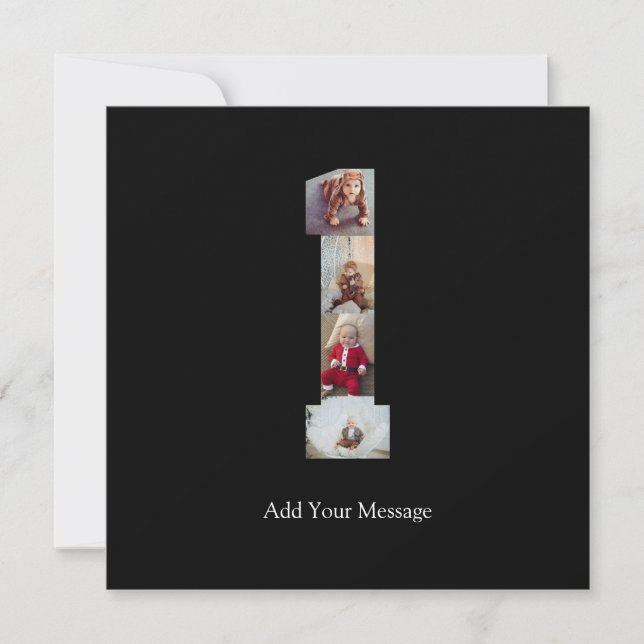 Tarjeta Festiva Colaje de fotos en blanco y negro número 1 (Anverso)