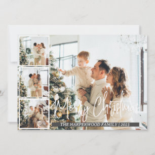 Tarjeta Festiva Colaje de fotos familiares con guión moderno de Na