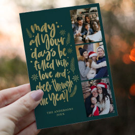Tarjeta Festiva Colaje de Fotos Moderno de Año Nuevo Script