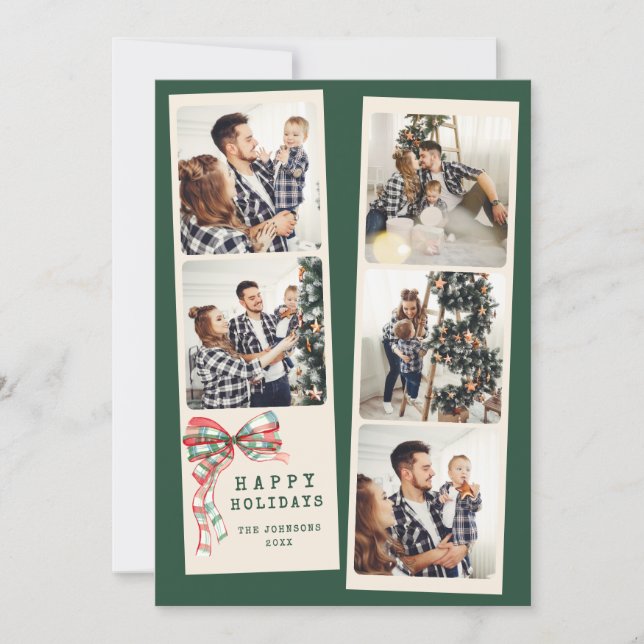 Tarjeta Festiva Colaje de Fotos Navideñas Felices Fiestas Simple (Anverso)