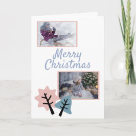 Tarjeta Festiva Colaje de Fotos Navideñas Modernas Familia