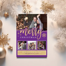 Colaje de Fotos Navideñas Trendy Purple Gold