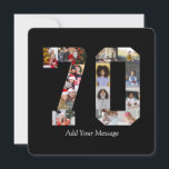 Tarjeta Festiva Colaje de fotos número 70<br><div class="desc">Este producto personalizable es donde se organizan fotos para formar la forma de un número. A menudo se utiliza para celebraciones importantes como cumpleaños, aniversarios o logros, lo que permite a los usuarios mostrar imágenes memorables dentro de una sola exhibición llamativa. Los diseños suelen ofrecer espacios para varios tamaños y...</div>