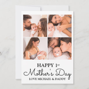 Tarjeta Festiva Colaje de fotos personalizable del primer día de l