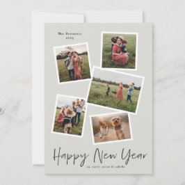 Tarjeta Festiva Colaje de fotos simple de año nuevo 5