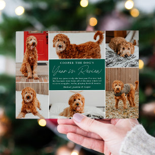 Tarjeta Festiva Colaje de fotos verdes del año del mascota en revi