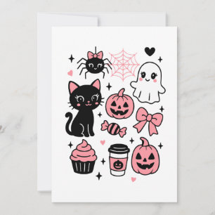 Tarjeta Festiva Colaje de patrón de Halloween lindo 