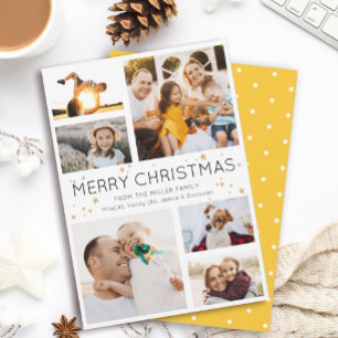 Tarjeta Festiva Colaje moderno minimalista múltiple de fotos