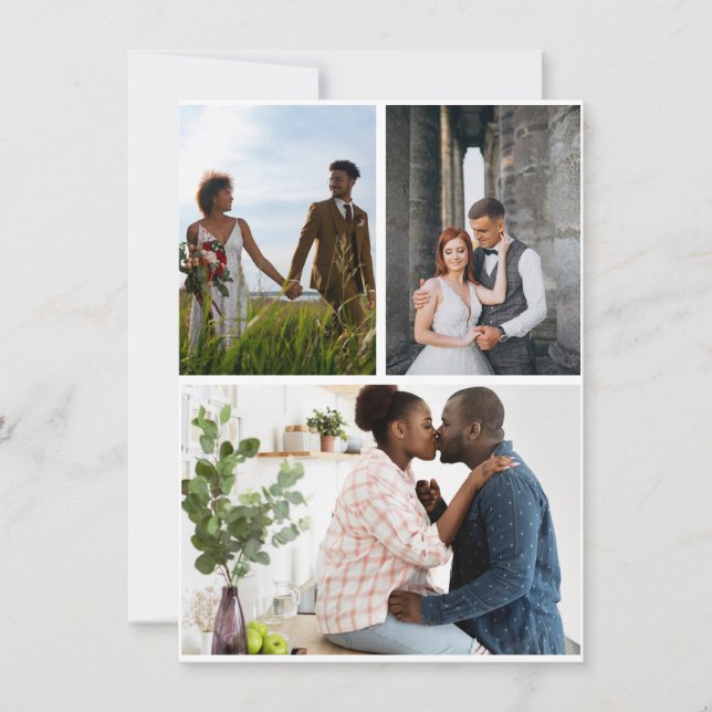 Tarjeta Festiva Colaje simple de 3 fotos (Anverso)