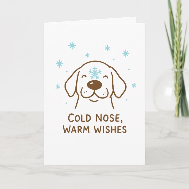 Tarjeta Festiva Cold Nose, Warm Wishes - Cute Christmas Card (Anverso)