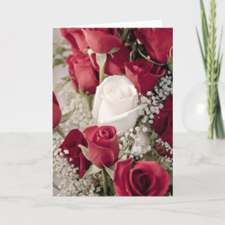 Tarjeta Festiva colección blanca de 12 del rojo 1 capullos de rosa