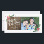 Tarjeta Festiva Colección de follaje festivo<br><div class="desc">Añada un toque festivo adicional a sus saludos de vacaciones de este año con esta tarjeta fotográfica de 1 foto,  con caligrafía con letras a mano y follaje dibujado a mano,  todo sobre un fondo rústico de madera. Disponible en varios colores.</div>