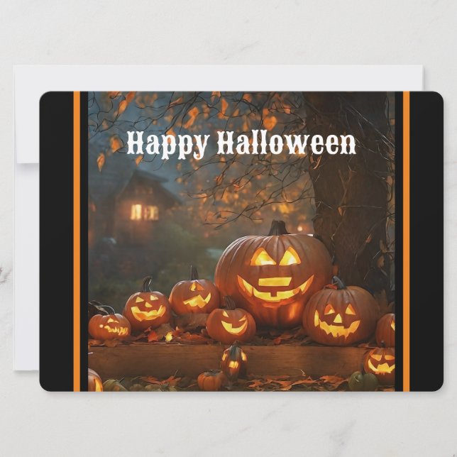 Tarjeta Festiva Colección de la familia Pumpkins Halloween (Anverso)