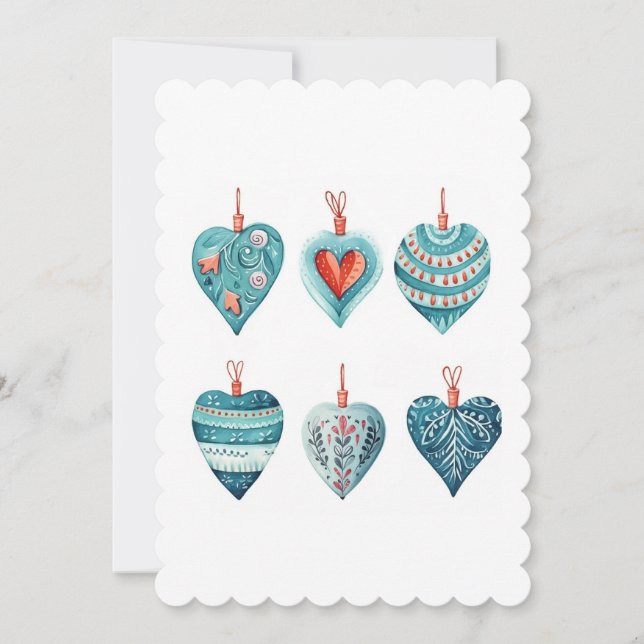 Tarjeta Festiva Colección de navidades Decoraciones del corazón (Anverso)