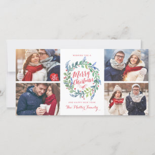 Tarjeta Festiva Colección de Wreath de color de agua 4 vacaciones 