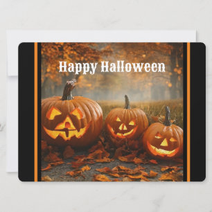 Tarjeta Festiva Colección Familiar de Calabazas Espeluznantes