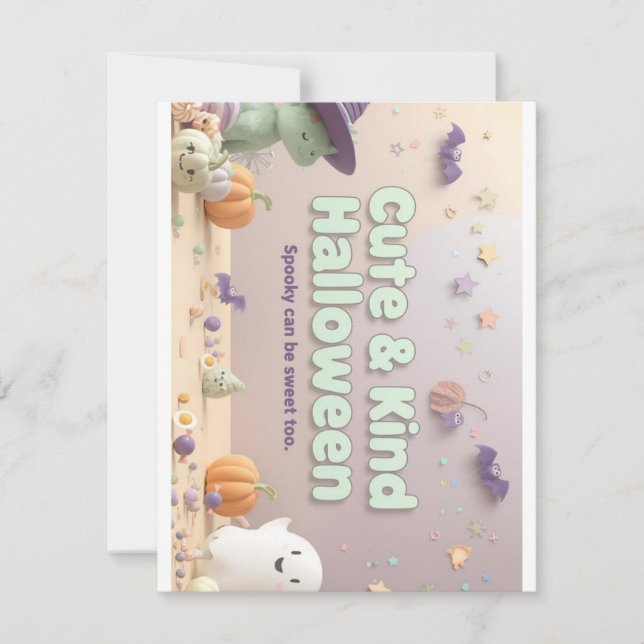 Tarjeta Festiva Colección "Halloween Lindo y Amable" (Anverso)
