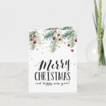 Tarjeta Festiva Colección Merry Berry<br><div class="desc">Carta de vacaciones moderna con bayas dibujadas a mano y agujas de pino.</div>