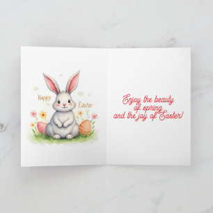 Tarjeta Festiva Colección moderna de conejito de Pascua y huevos l