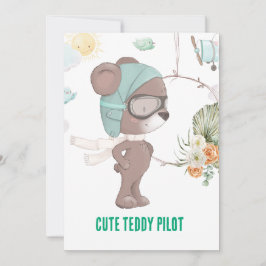Tarjeta Festiva Colección piloto de bautismo de oso de peluche - P