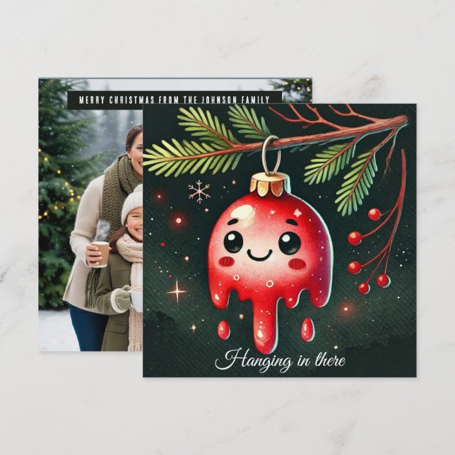 Tarjeta Festiva Colgando ahí Ornamento de árbol (Anverso / Reverso)
